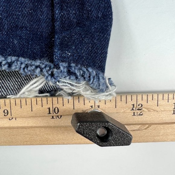 Levi's Jean Shorts Mens 32* 505 Dark Blue Cut Off Fray Cotton Denim Jorts Tag 34 - Picture 13 of 16